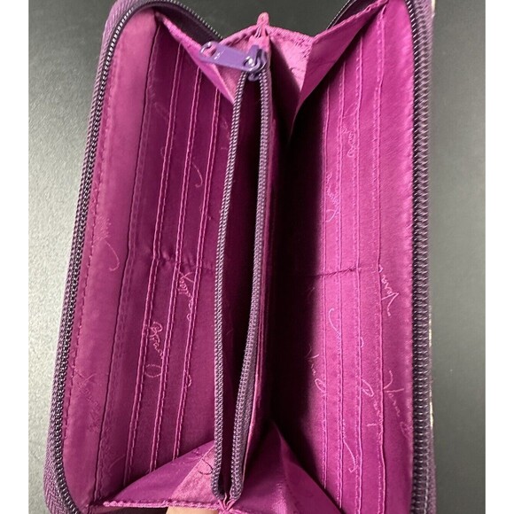 Vera Bradley Quilted Purple Green Floral Accordion Zippered Wallet 16 Slots - Picture 12 of 12